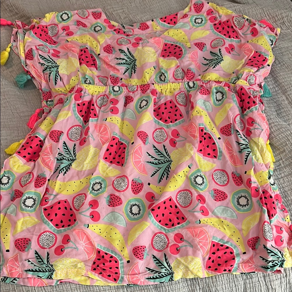 Colorful Fruit Print Kids Bathing Suit coverup